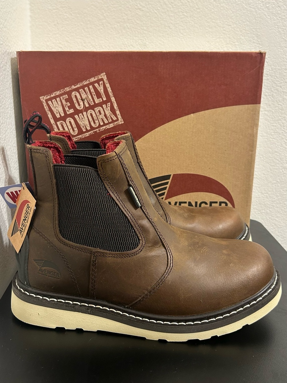 Avenger Work Boots A7510 Wedge Romeo Soft Toe Brown Men’s 9W - Picture 2 of 11